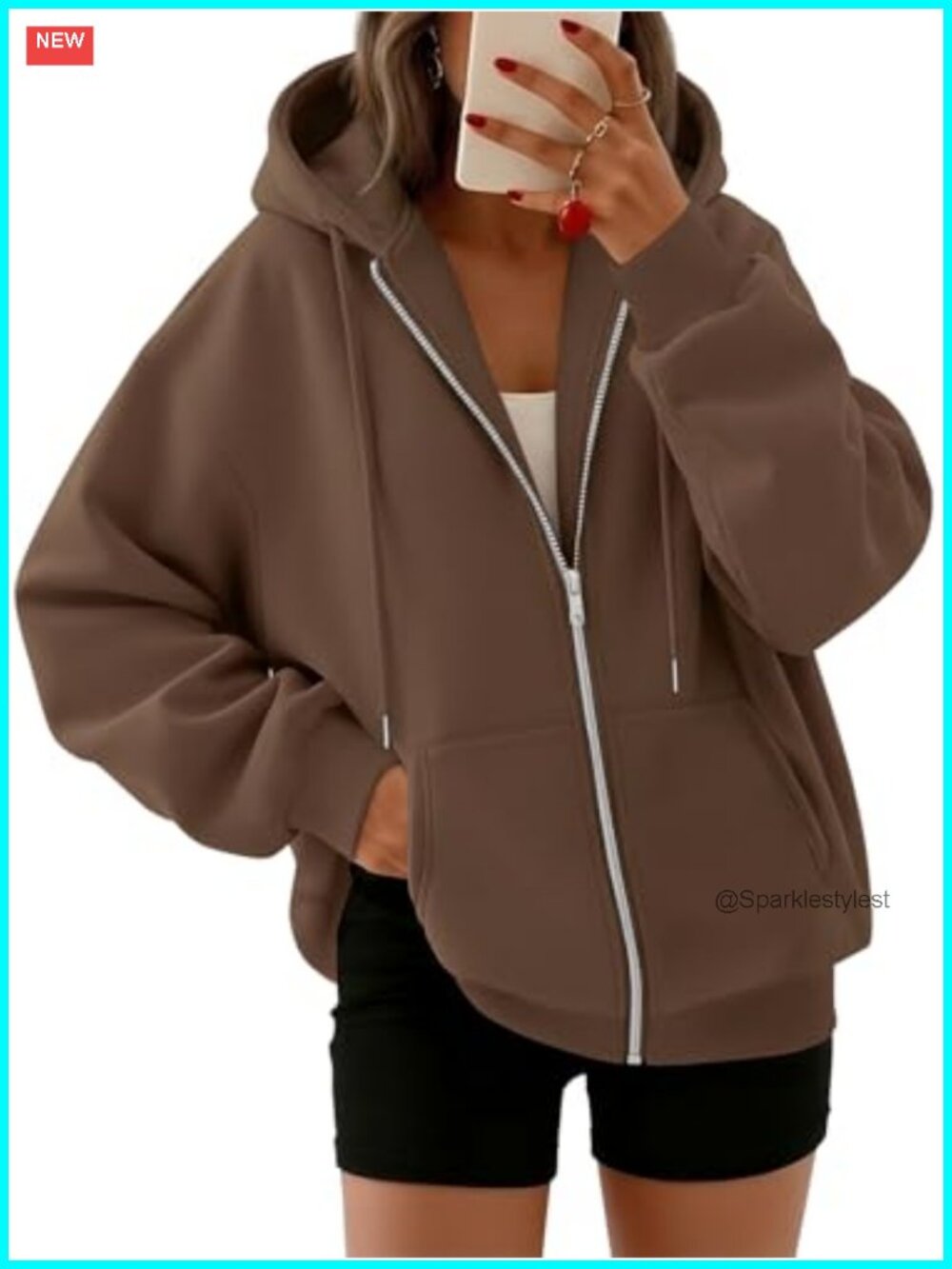 Oversized Zip Up Hoodie Womens Fleece Sweatshirt Casual Fall Layer